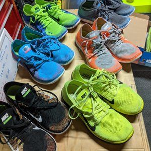 Nike Flyknit Free 4.0 sz 10, 6 pair!